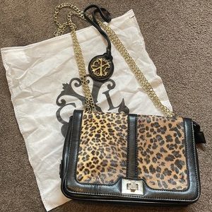 Christian Lacroix Leopard and Black bag with gold chain